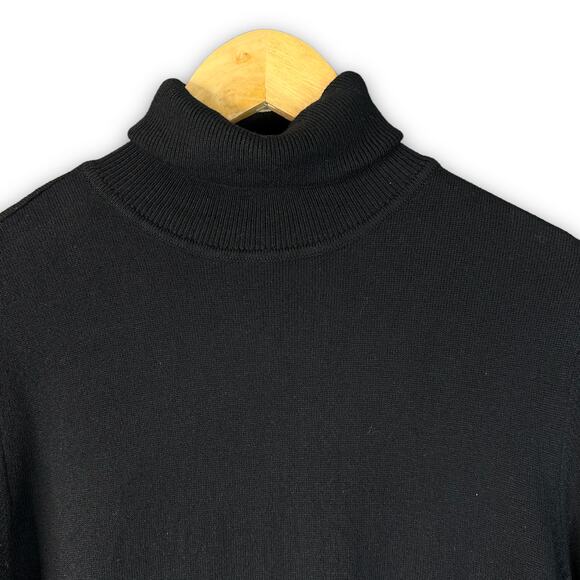 NEW WAYF Turtleneck Knit Sweater Dress Mini Length Balloon Sleeve Black Medium - Picture 3 of 7